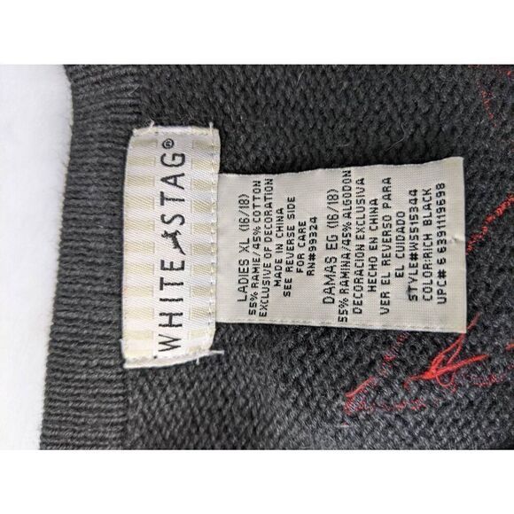 White Stag Vintage Christmas Cardinal EmbroideredIs Black Cardigan Sweater Women - Picture 5 of 7